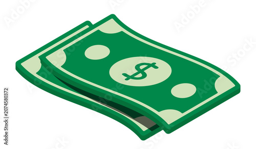 Money 3d icon. Vector isometric icons isolated on white background.