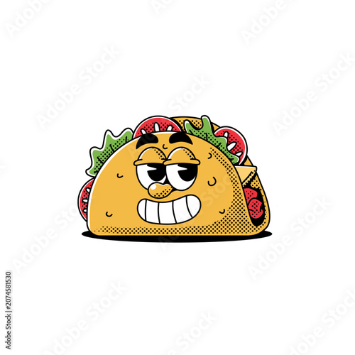 Cartoon Retro Food taco Vector illustration