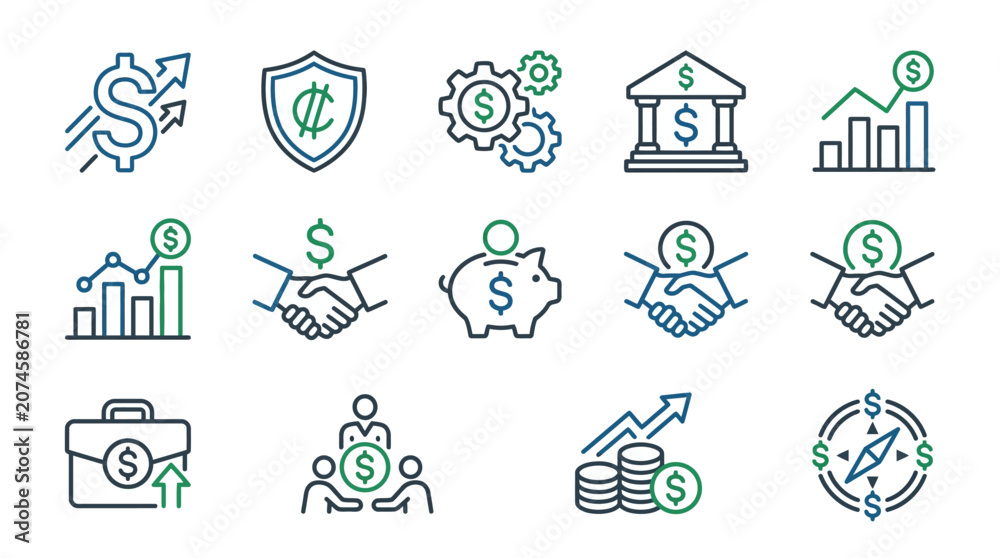 Fototapeta premium Modern finance logo design featuring abstract dollar sign symbol for corporate branding and business identity by IconaStudio