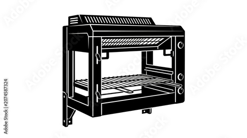 Foto Barbecue grill silhouette on a white background detailed line work