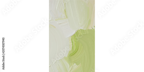 Foto Vertical abstract composition of soft green and white textured brushstrokes on a