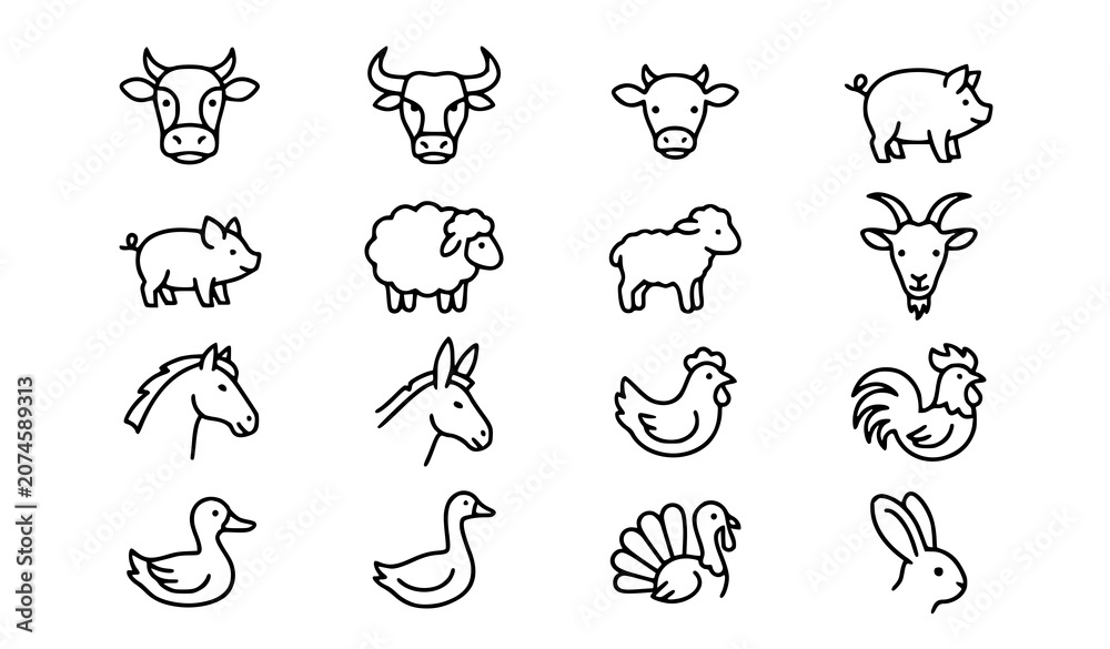 Obraz premium animals icons set
