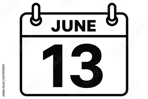 June 13 calendar date on a flip chart