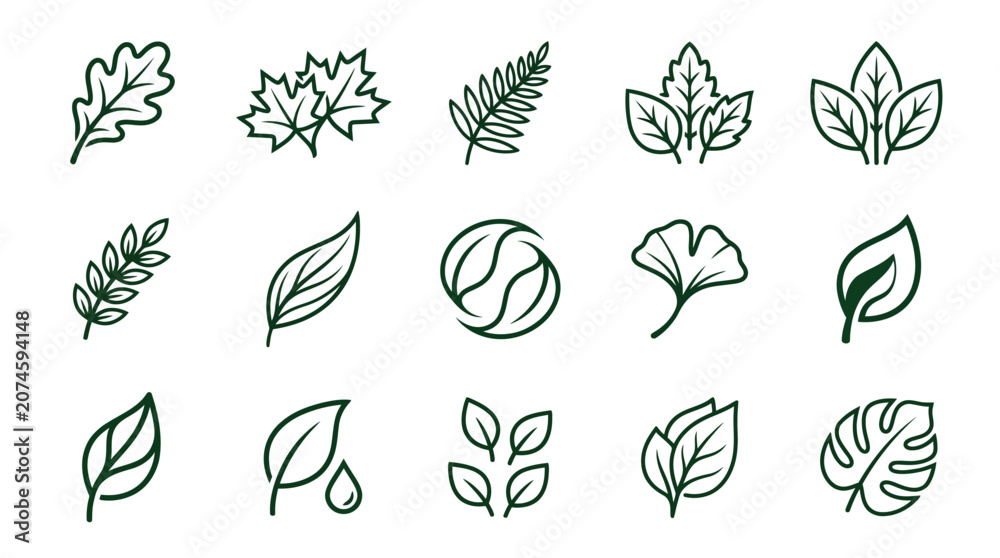 Fototapeta premium Minimalist leaf logo icon with elegant organic curves for modern brand identity and timeless design appeal