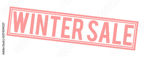Red winter sale stamp with white background on transparent background