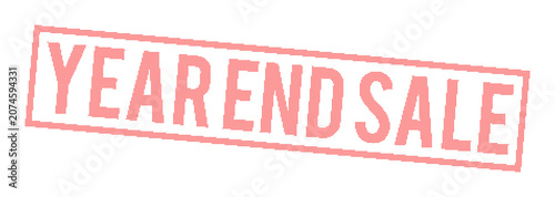 Red year end sale stamp with dotted lines on transparent background