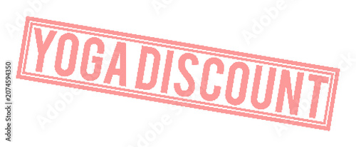 Red yoga discount stamp on white background with dotted texture