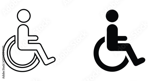Accessible icon set with wheelchair access symbols, disability signs, handicapped accessibility graphics, barrier free entrance icons, and inclusive navigation elements, vector, designs
