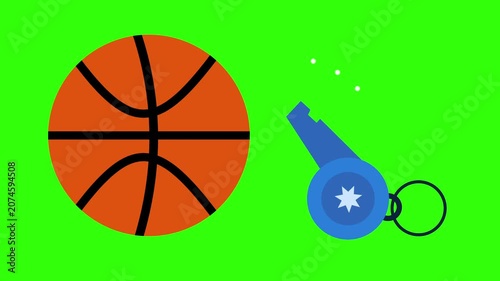 Basketball and Whistle loopable Animation for School Physical Education and Sports Coaching