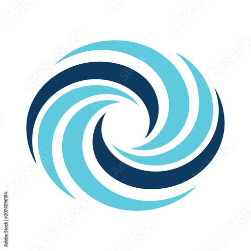 Concentric Symmetrical Blue Abstract Ocean Wave Logo Icon