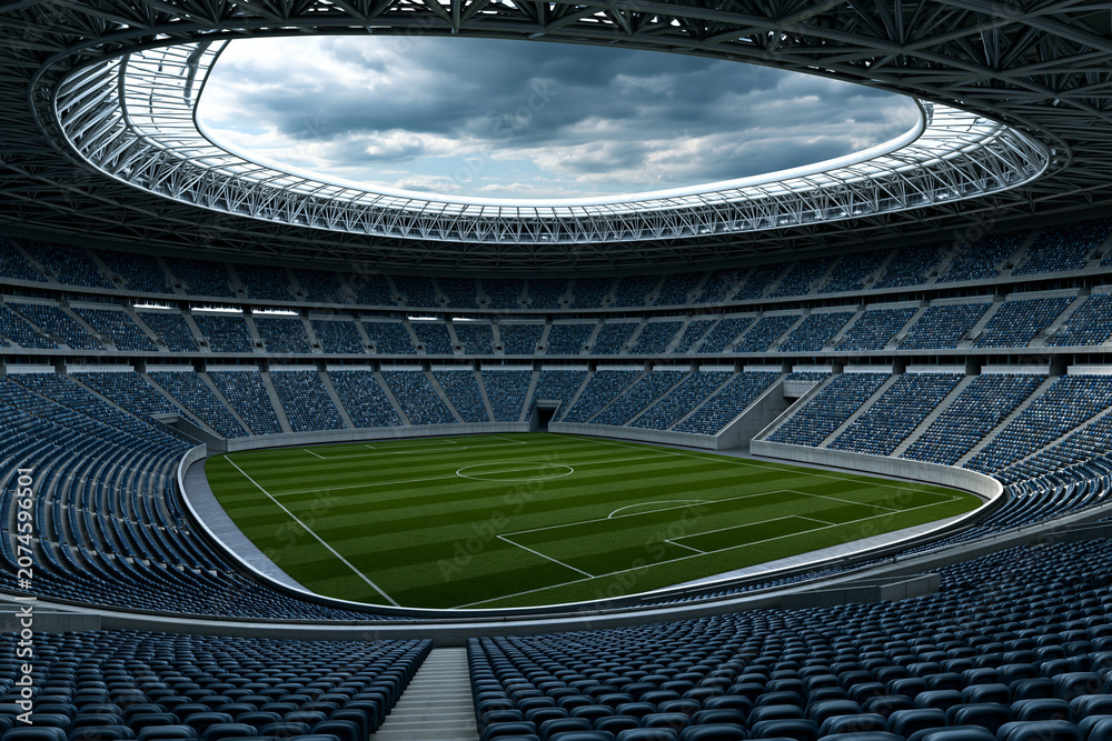 Fototapeta premium Stadium filled with empty seats ready for a match