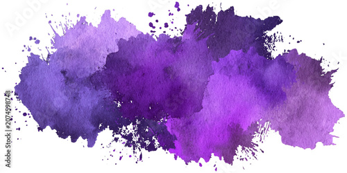 Abstract purple watercolor background with artistic brushstroke texture, purple paint splash, grunge paper pattern, modern canvas design, vector illustration.