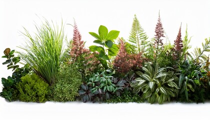 Herbaceous Lush And Colorful Border Of Herbaceous Plants Creating A Vibrant Isolated On Transparent Background