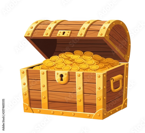 Treasure chest overflowing with gold coins
