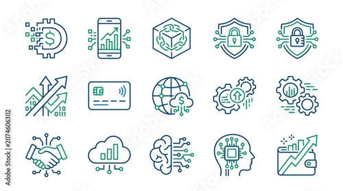 Modern fintech logo design for IconaStudio featuring sleek digital currency symbol with futuristic business branding elements in clean minimalist style ideal for financial technology startup