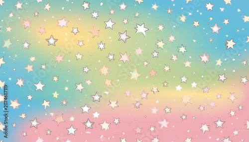 Cute Kawaii Sweet Pastel Multicolor With Stars Graphic Vector Background