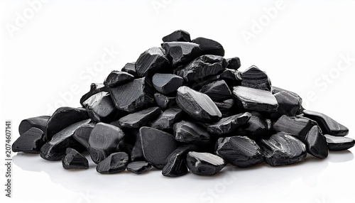 Heap Of Dark Stones Isolated On White Background