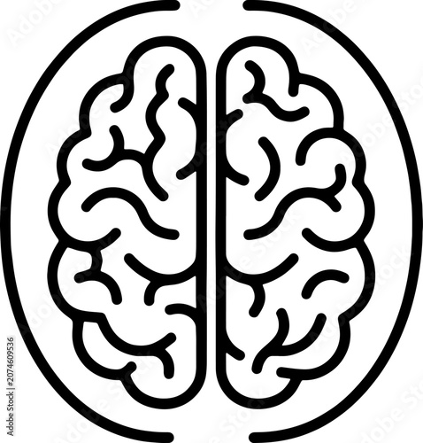 Fotografi Stylized brain icon with intricate neural pathways and convolutions, enclosed in a clean circular outline on a transparent background symbolizing intelligence and cognition