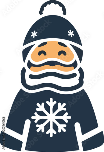 Cute winter man in a navy blue sweater