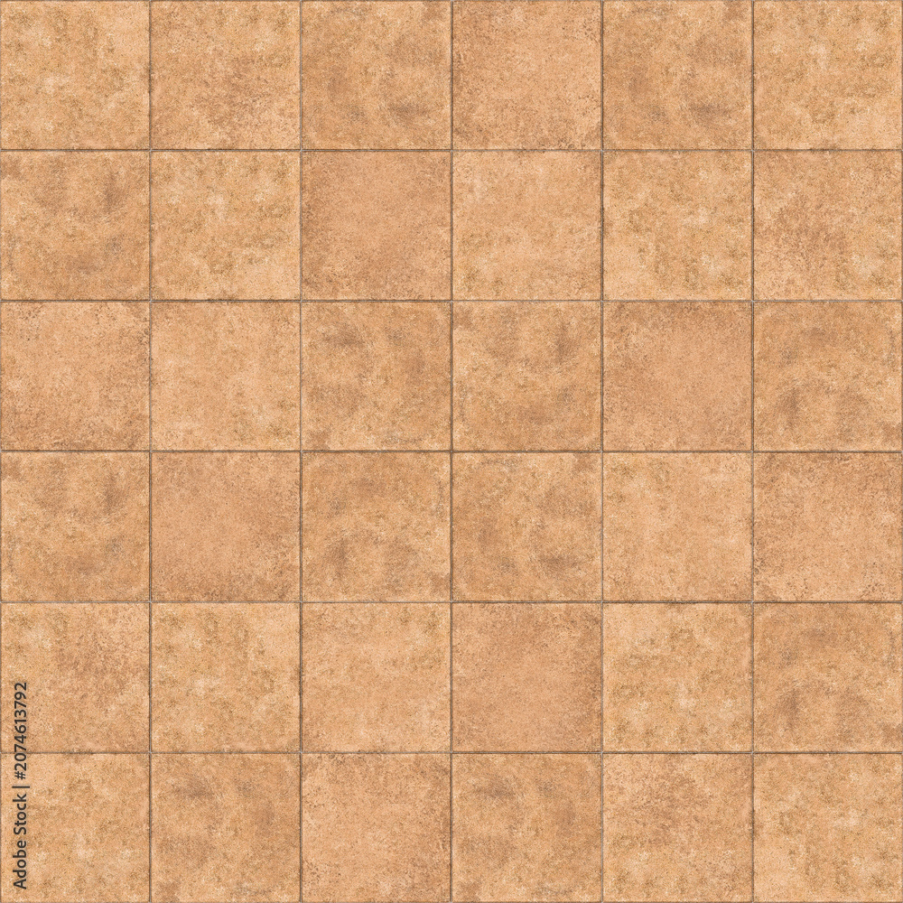 Fototapeta premium TERRACOTTA FLOOR WITH SQUARE SHAPED - Tiles seamless texture useful for rendering applications