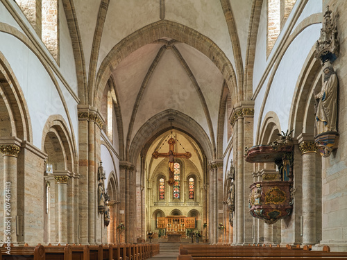 Osnabruck, Germany. Interior of St. Peter's Cathedral. The cathedral was founded in 785. The oldest parts of the present-day church dates back to the 12th century.