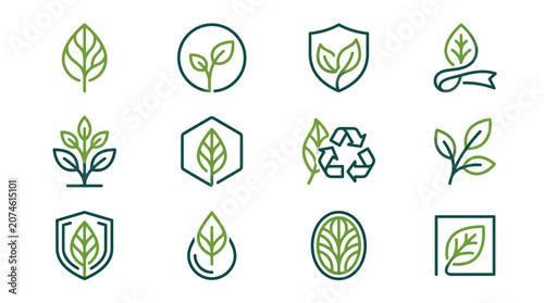 Modern Eco Branding Logo Design with Elegant Botanical Leaf Symbol Minimalist Visual Identity Concept for Sustainable Green Business Studio Branding Nature Inspired Aesthetic