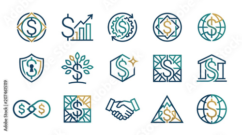 Elegant Dollar Sign Logo Design with Modern Geometric Shapes for Professional Financial Branding Template in Clean Solid Colors