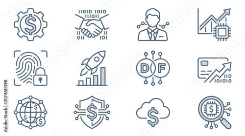 Modern digital finance logo design featuring a sleek dollar symbol and tech inspired professional identity concept for corporate branding