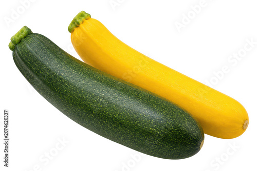 Tableau sur toile Green and yellow summer squash close up