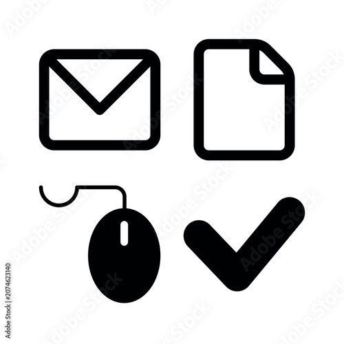 Foto A 2x2 grid featuring 4 minimalist, monochrome UI icons