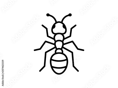 A perfect and cute simple black line drawing of an perfect ant