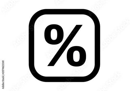 A perfect and smooth deep black percent sign silhouette icon in a rounded square