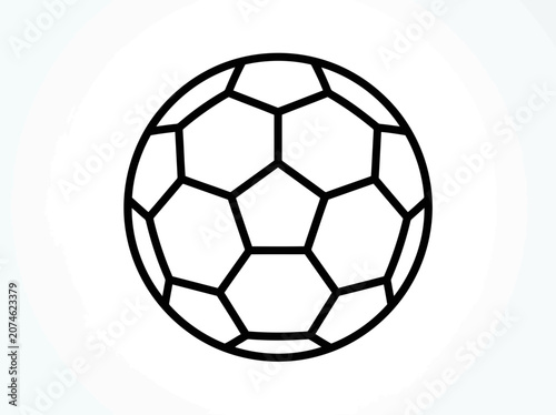 A perfect and nice black line art  drawing of a perfectly round soccer ball