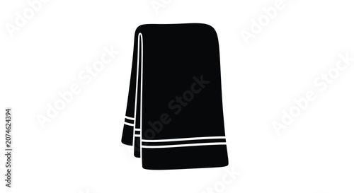 Folded towel black silhouette against a white background