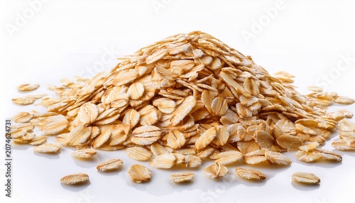 Rolled Oat Flakes Isolated On White Background Macro Shoot File Contains Clopping Paths