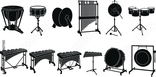 Photos Classical orchestral percussion musical instruments and concert mallets icons se