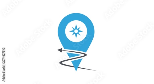 Location Pin with Compass and Arrow - Navigation Concept