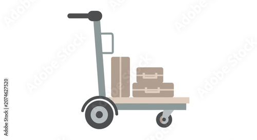 Luggage Cart with Suitcases - Travel and Transport Concept