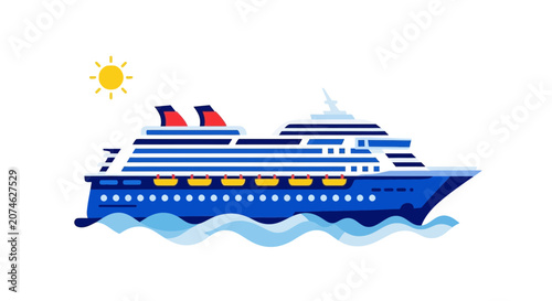Luxury Cruise Ship Sailing on Sunny Ocean Waves