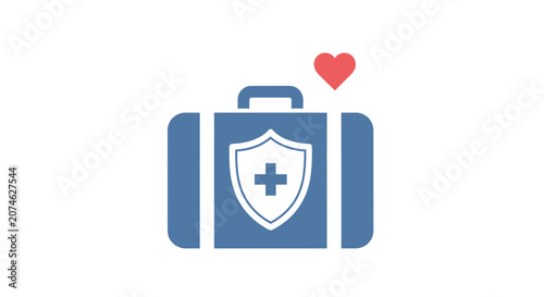 Medical Bag Icon with Shield and Heart
