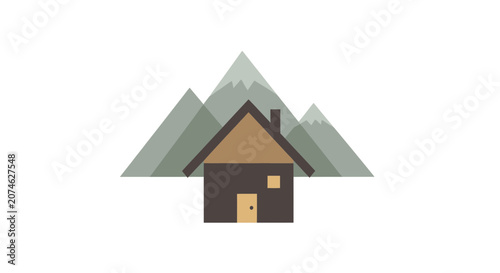 Minimalist mountain cabin icon