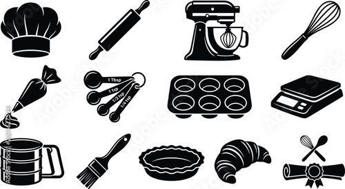 Bild auf Leinwand Professional baking pastry making confectionery culinary kitchen utensil tools a