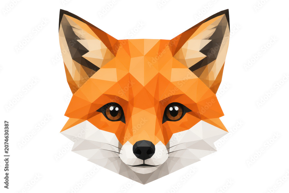 Fototapeta premium Low poly red fox head illustration