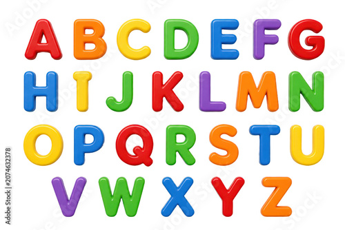 Colorful plastic alphabet magnet letters on black background
