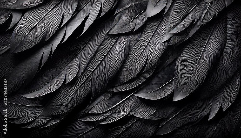 Obraz premium Abstract Black Feather Background Texture With Copy Space