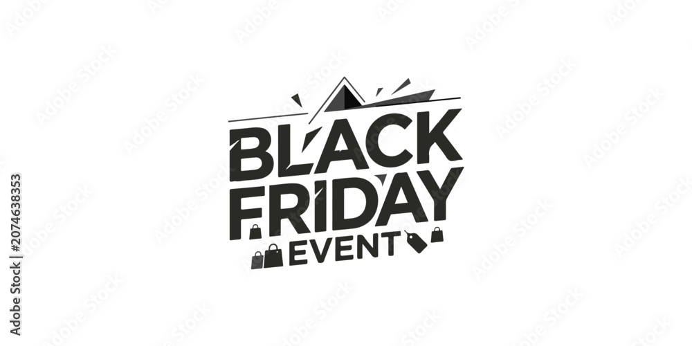 Fototapeta premium Black friday event typography logo design with shopping typography marketing