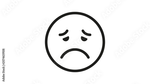 Tableau sur toile Sad face icon black line art on a white background