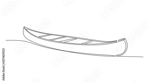 Tableau sur toile Continuous one line drawing of a canoe boat floating on water wave minimalist vector illustration concept for outdoor adventure