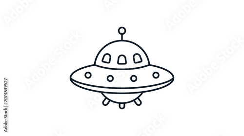 Obraz na płótnie Flying saucer line drawing on a white background