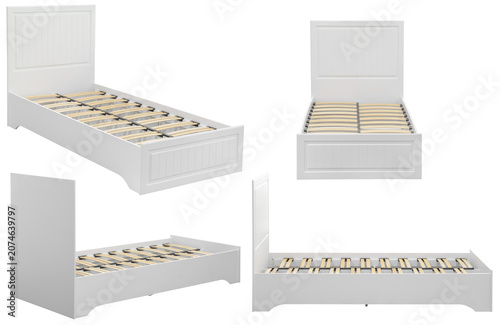 Konstfotografi Modern bed with slatted base isolated on transparent background